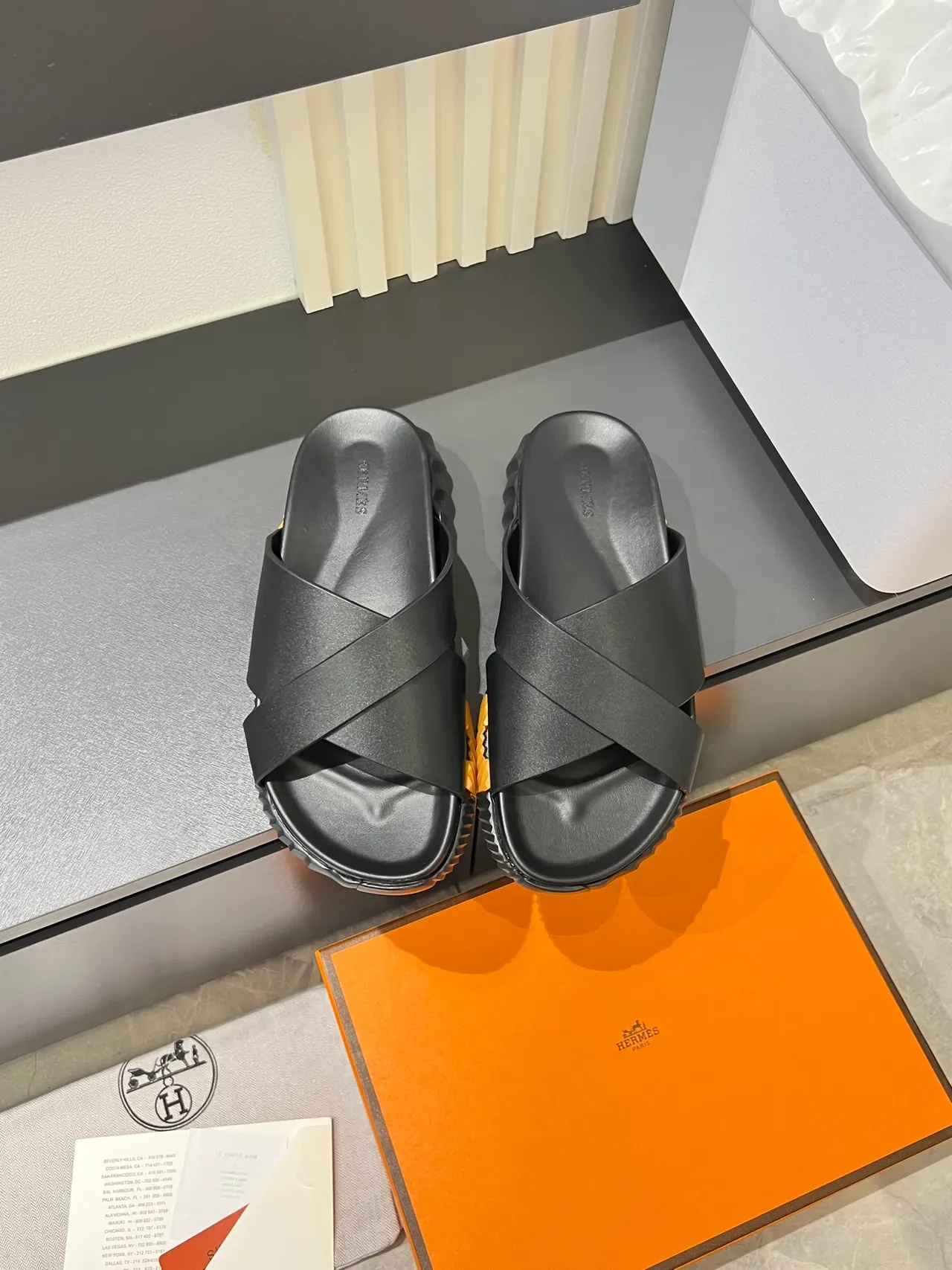 Hermès Oran Cross-Strap Slide Slippers 19