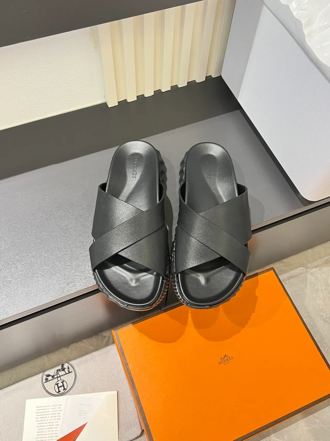 Hermès Oran Cross-Strap Slide Slippers 20