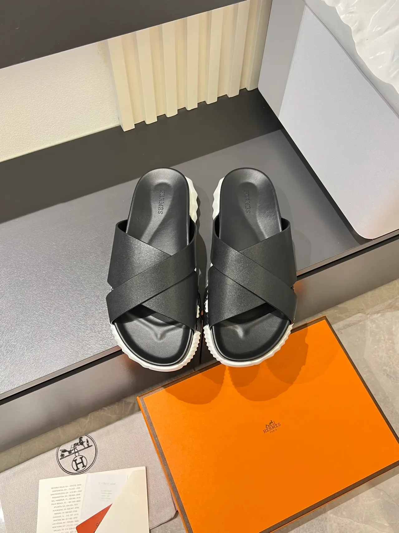 Hermès Oran Cross-Strap Slide Slippers 21