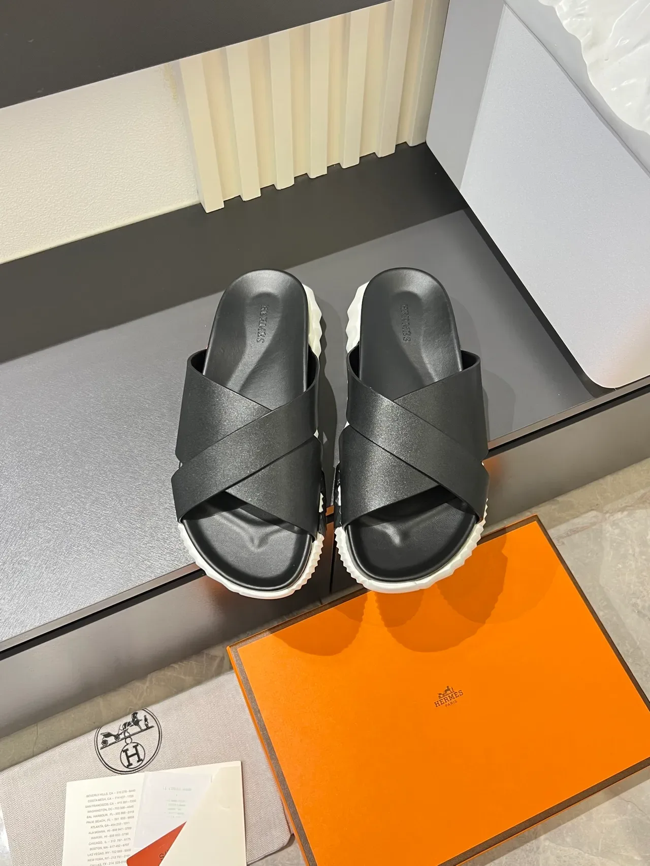 Hermès Oran Cross-Strap Slide Slippers 22