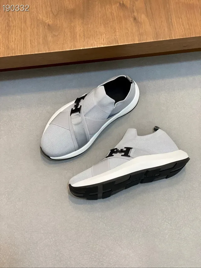 Hermès Oran ধূসর সাদা নিট উপর স্লিপ-অন নির্মাণ জীবনধারা স্নিকার 6