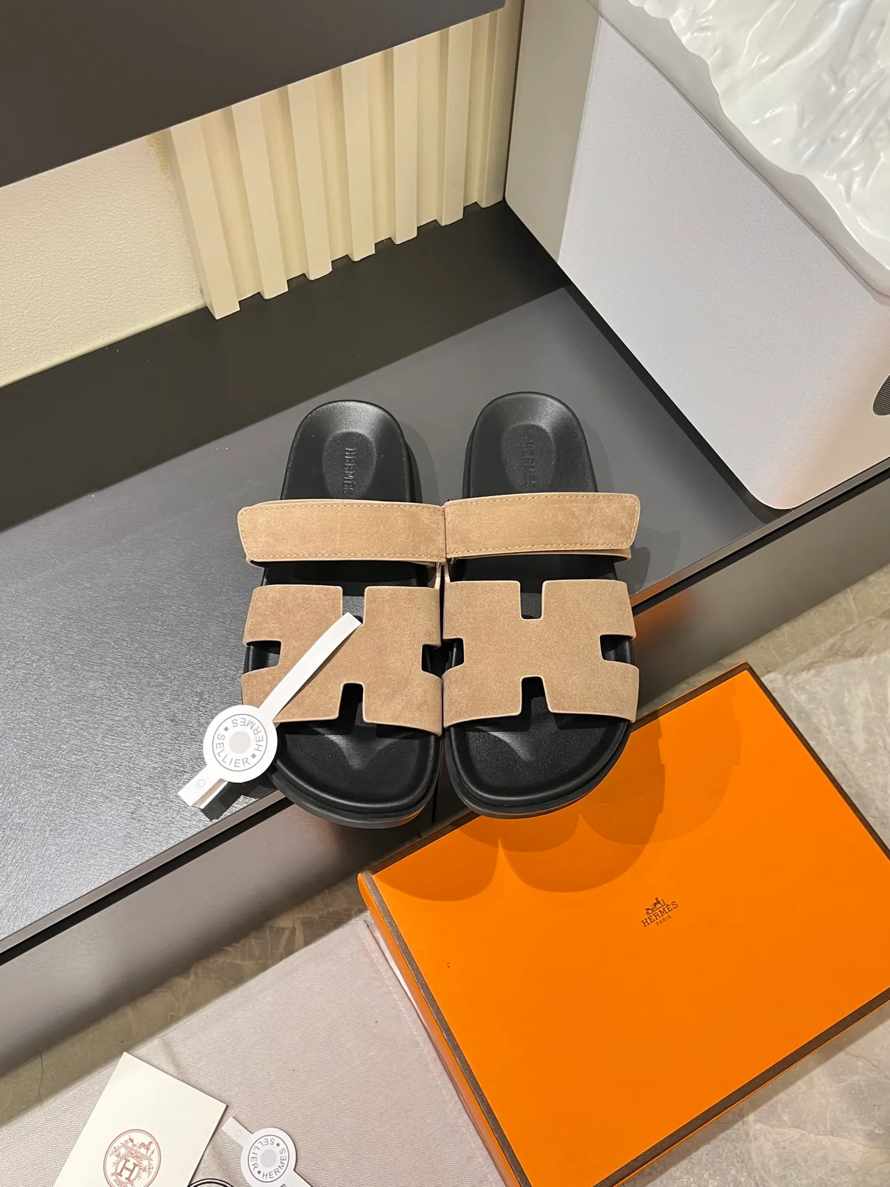 Hermès Oran H-Cut Suede Slide Slippers 4
