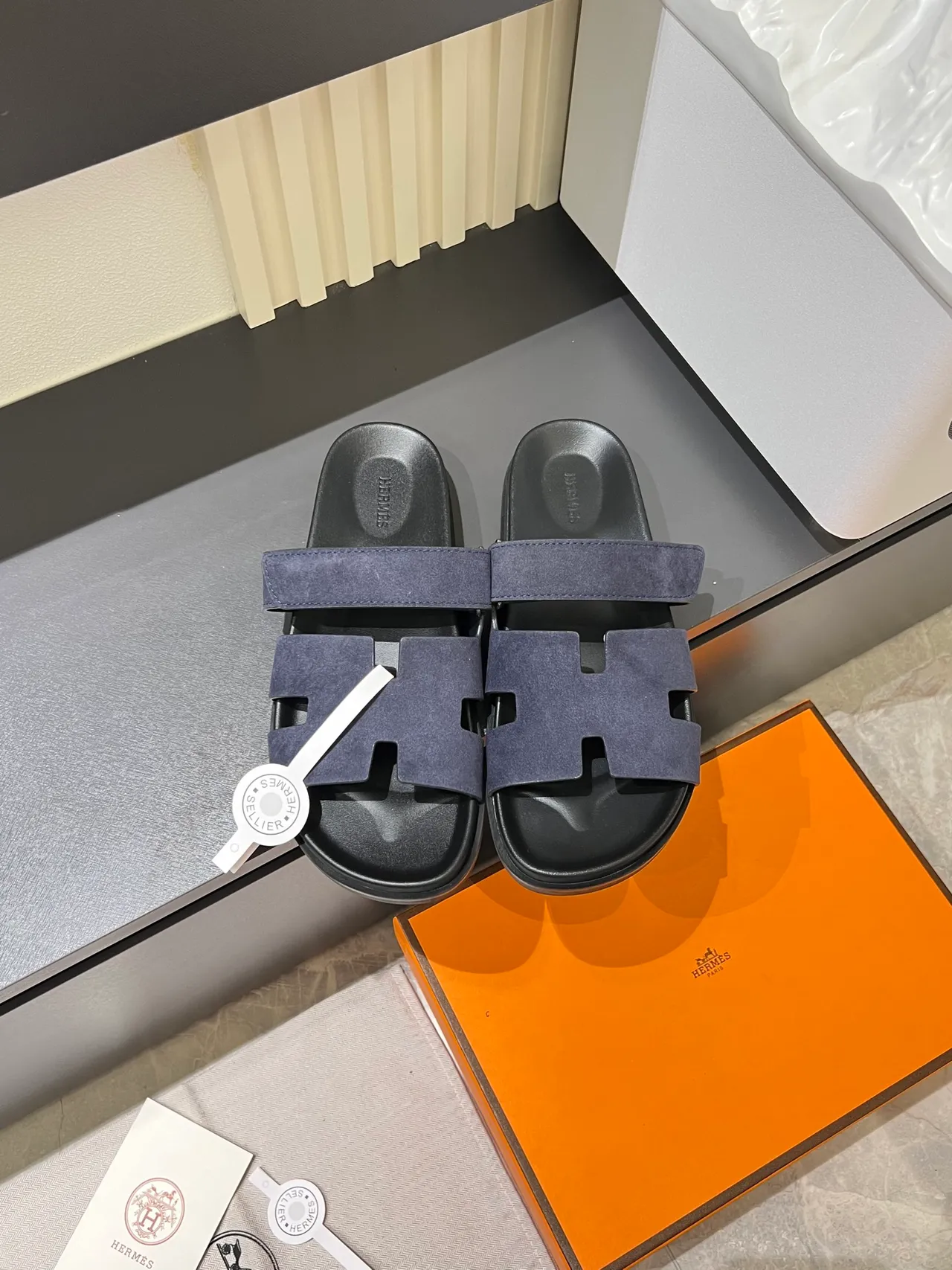 Hermès Oran H-Cut Suede Slide Slippers 5