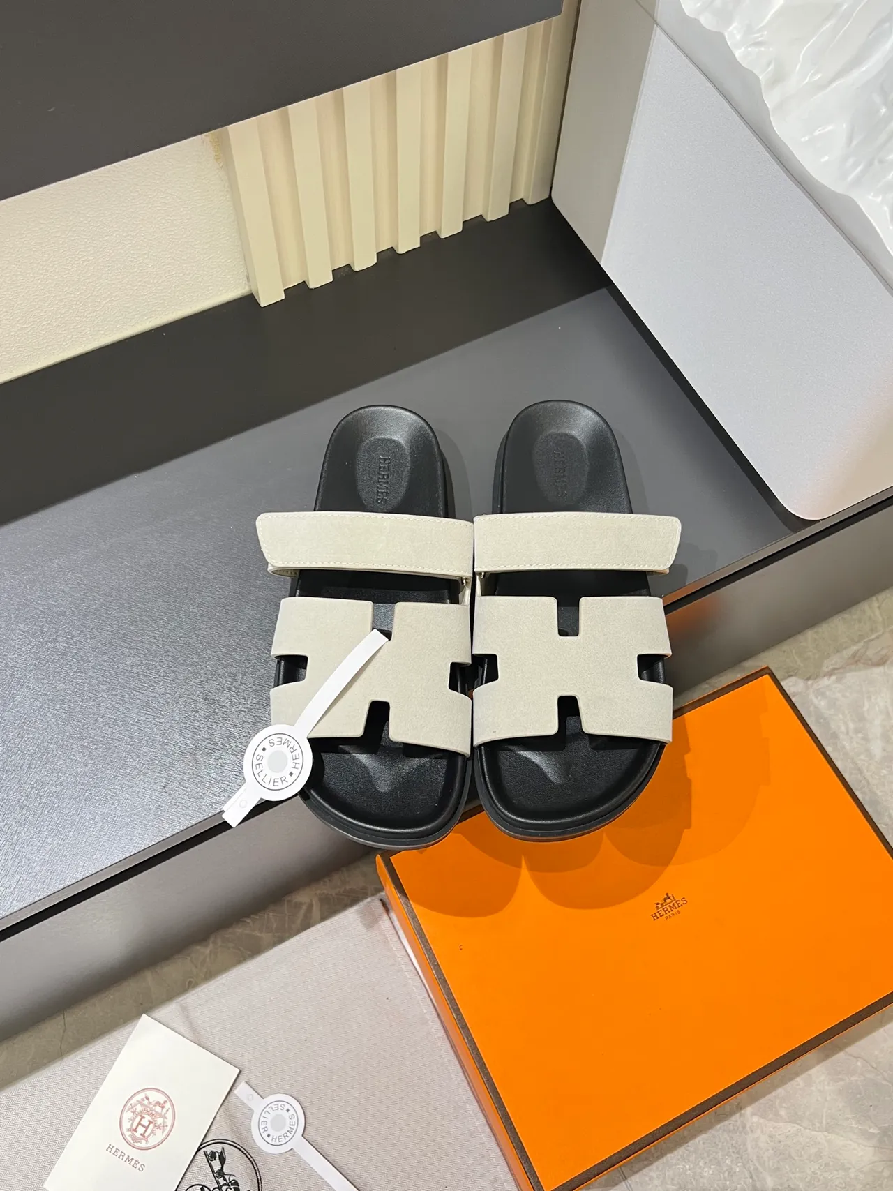 Hermès Oran H-Cut Suede Slide Slippers 6