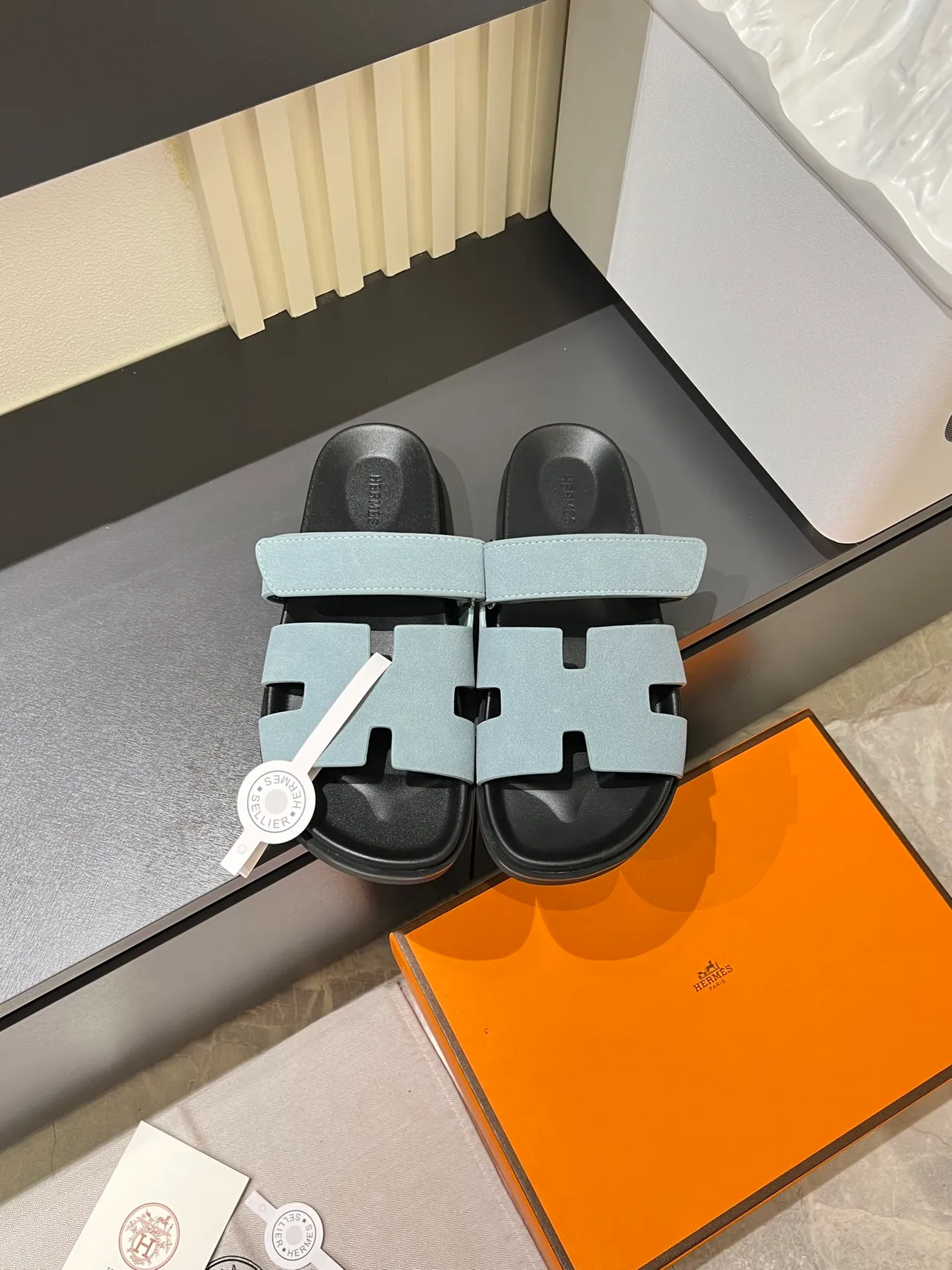 Hermès Oran H-Cut Suede Slide Slippers 9