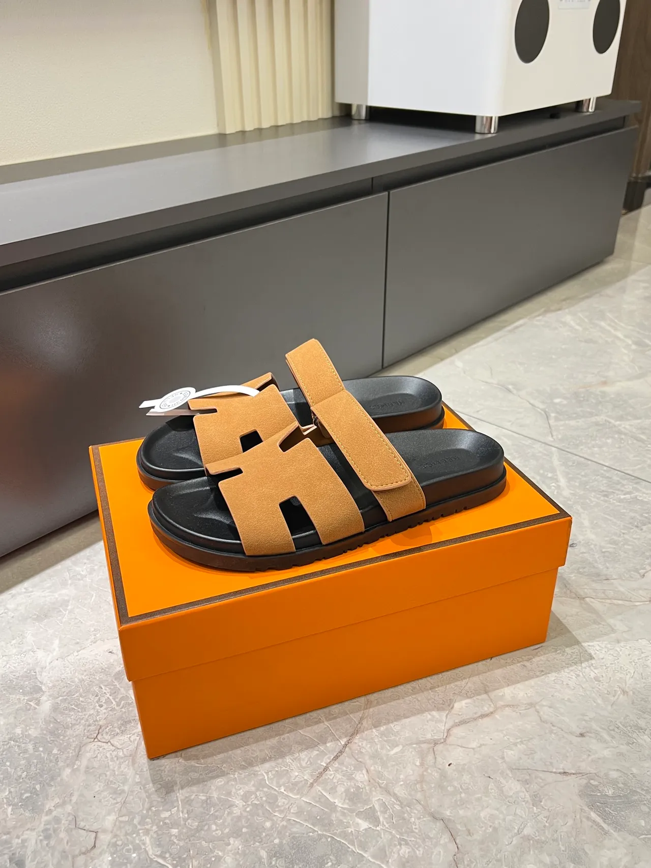 Hermès Oran H-Cut Suede Slide Slippers 11