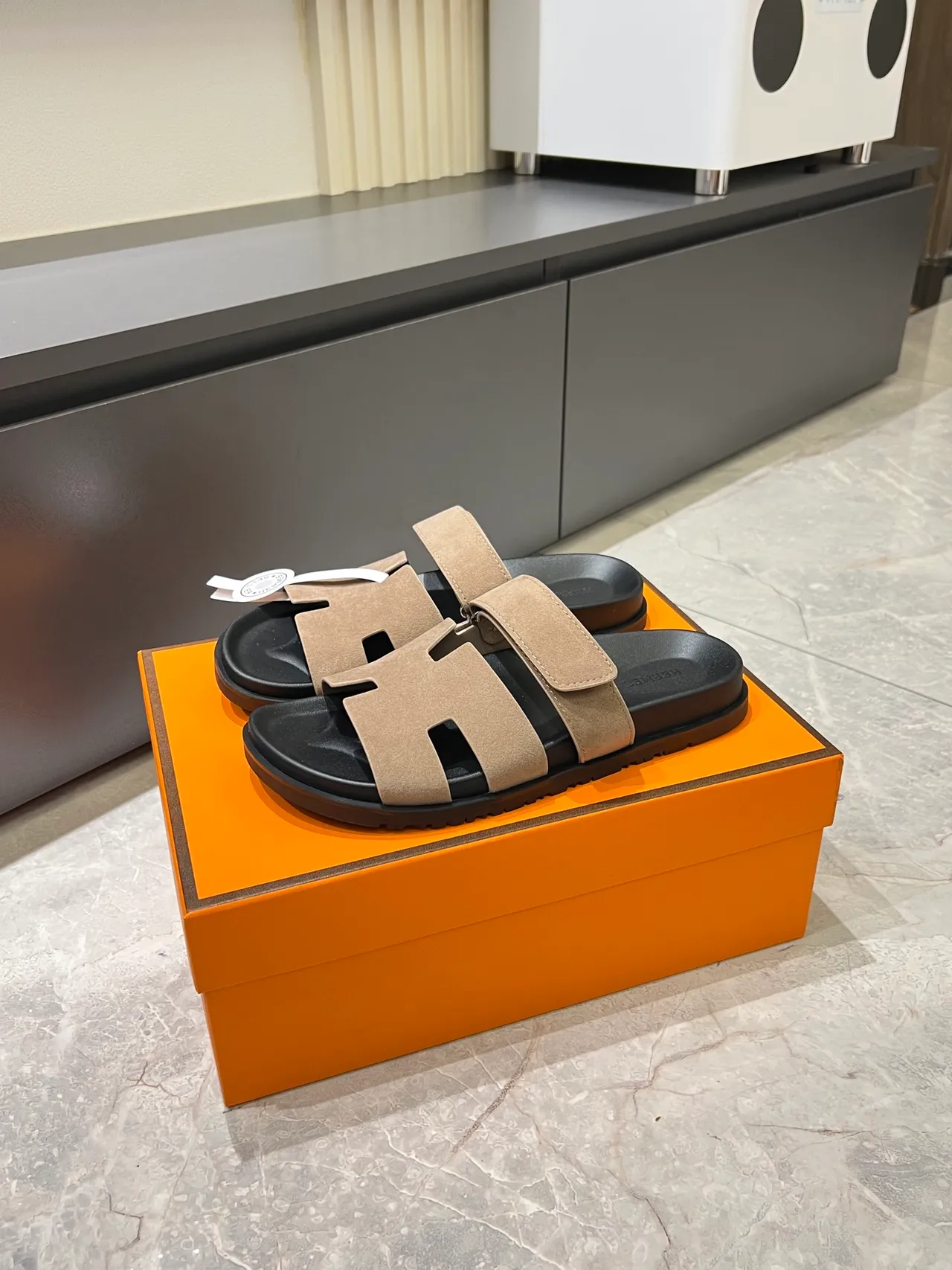 Hermès Oran H-Cut Suede Slide Slippers 12
