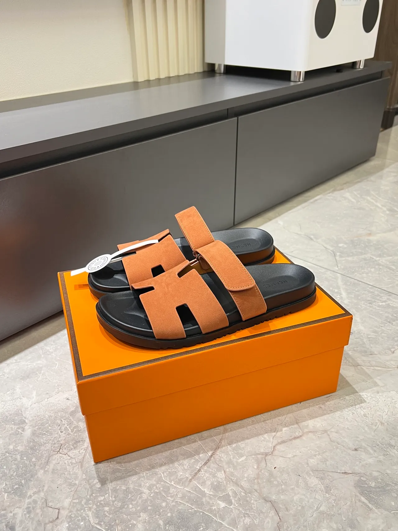 Hermès Oran H-Cut Suede Slide Slippers 15