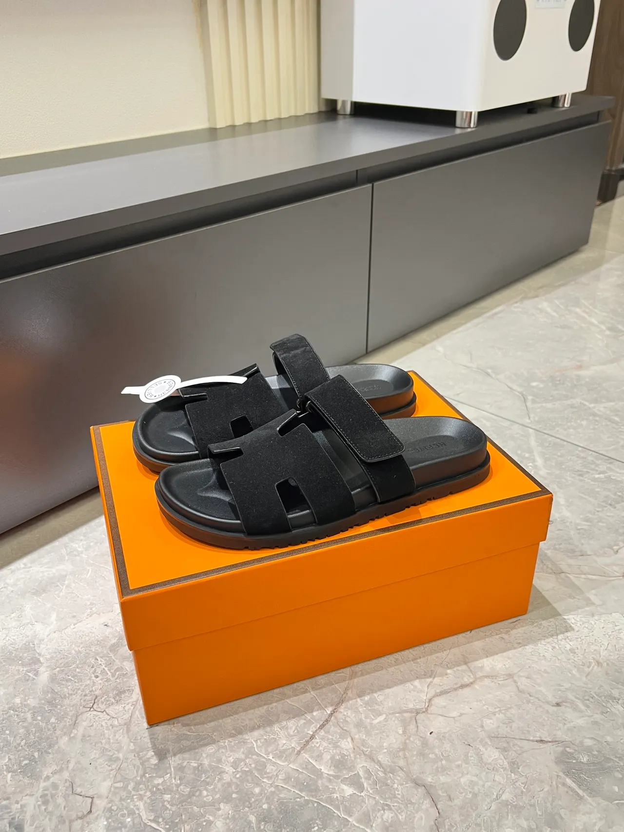 Hermès Oran H-Cut Suede Slide Slippers 18