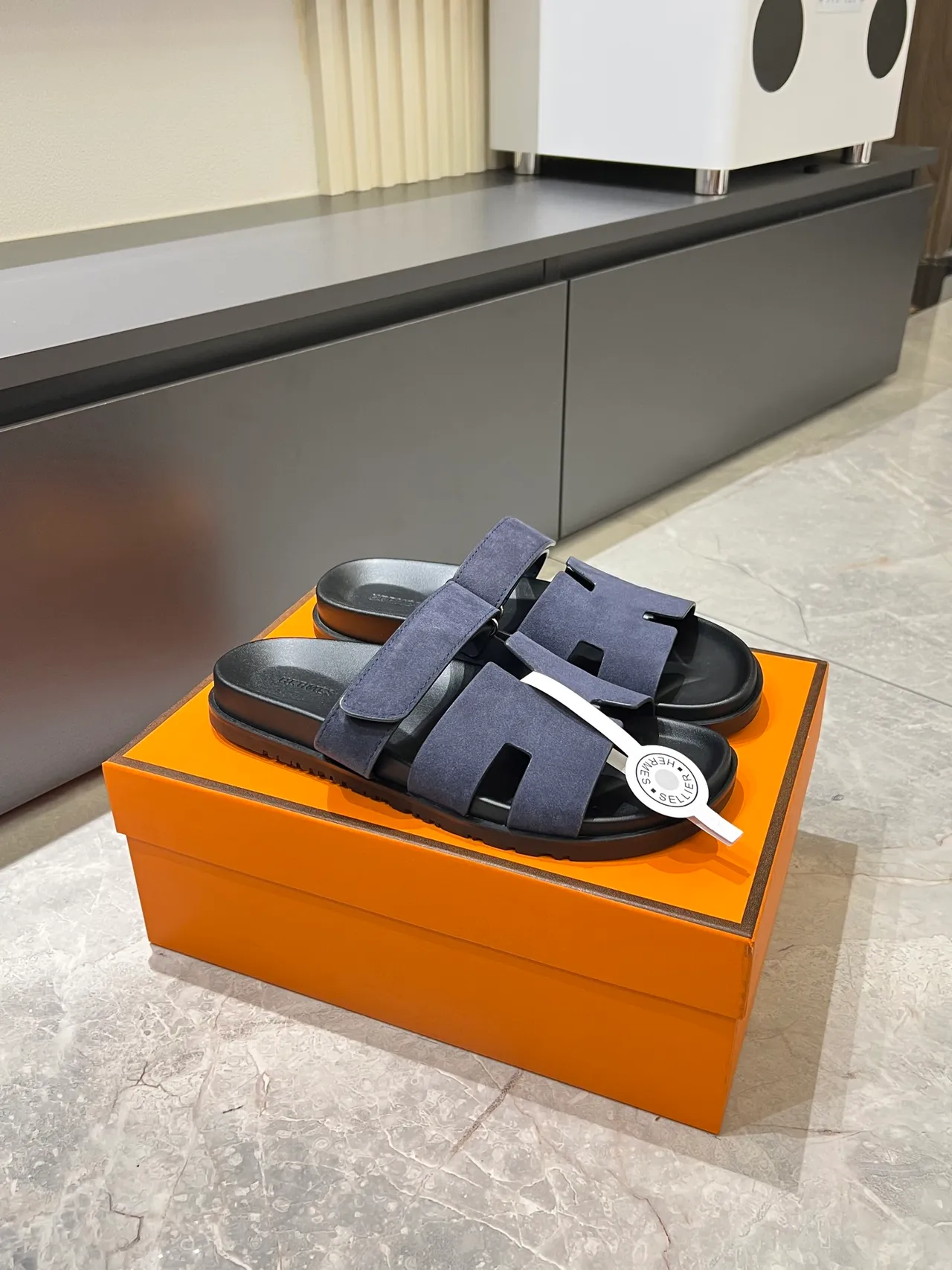 Hermès Oran H-Cut Suede Slide Slippers 21