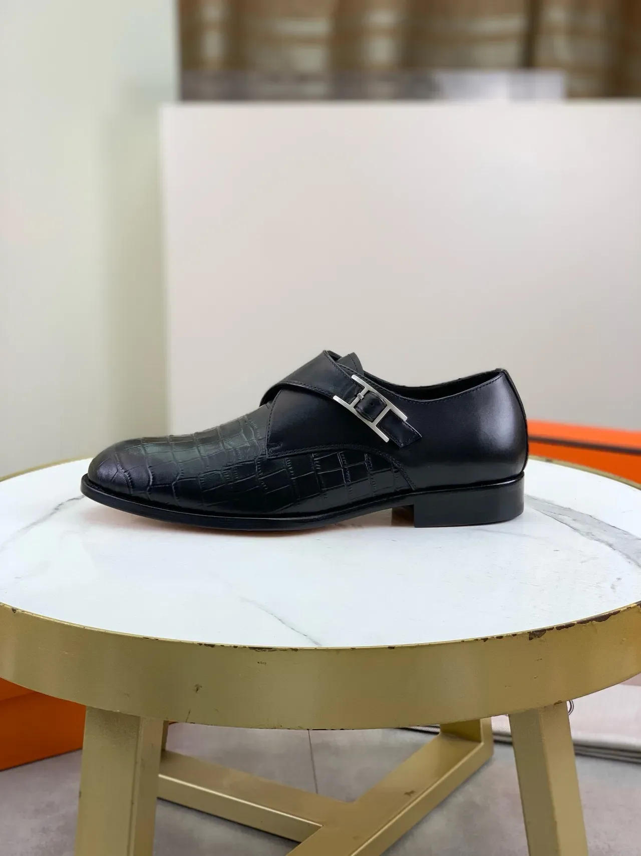 Hermès Oran Loafer Black Patent Leather H-Buckle Loafers 2