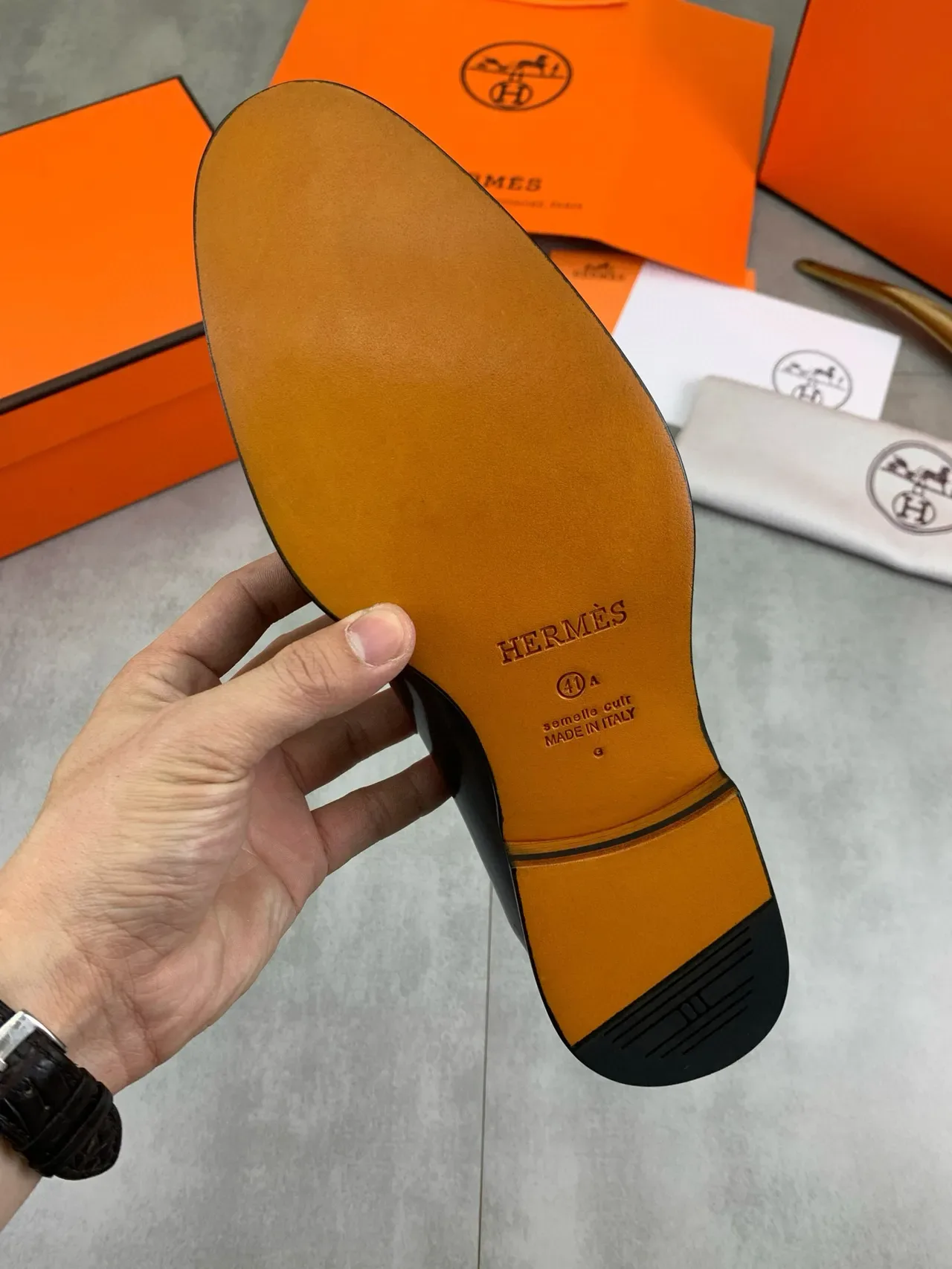 Hermès Oran Loafer Black Patent Leather H-Buckle Loafers 4