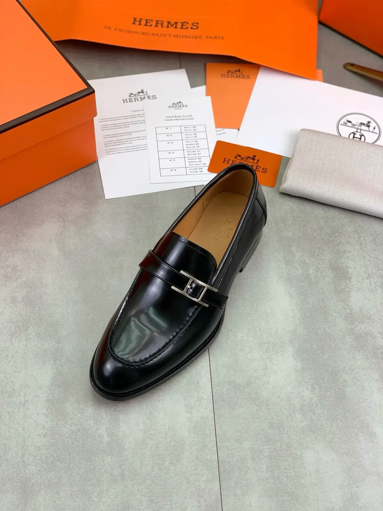 Hermès Oran Loafer Black Patent Leather H-Buckle Loafers 5
