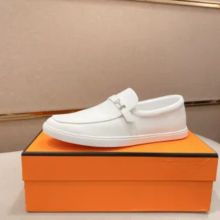 Hermès Oran Loafer White Leather Slip-On Loafer