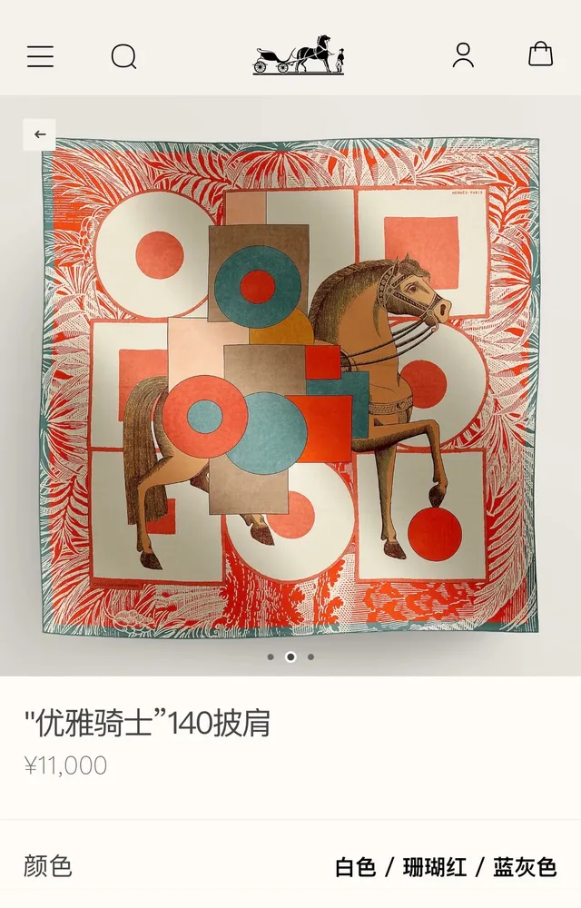 Hermès Orange Bleu Grand Carré Silhouette Graphique Motif Animal Écharpe de Soie 2