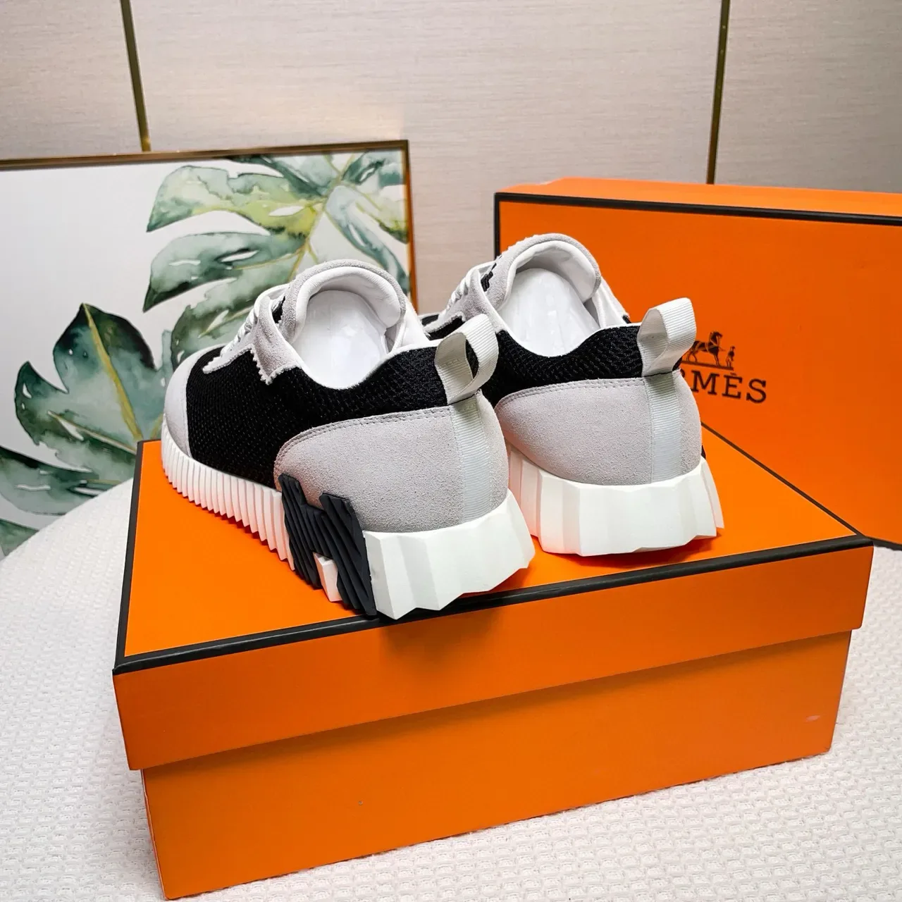 Hermès Two-Tone Mesh and Suede Lifestyle Sneakers 2