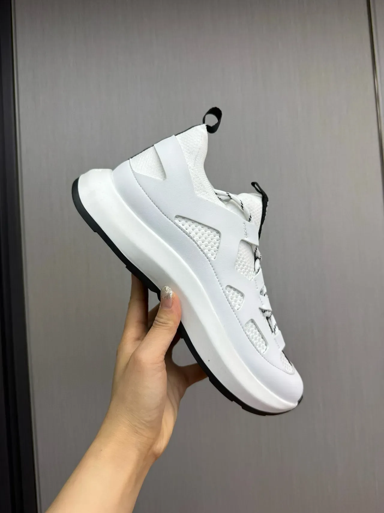 Hermès White and Black Cutout Mesh Lifestyle Sneaker 7