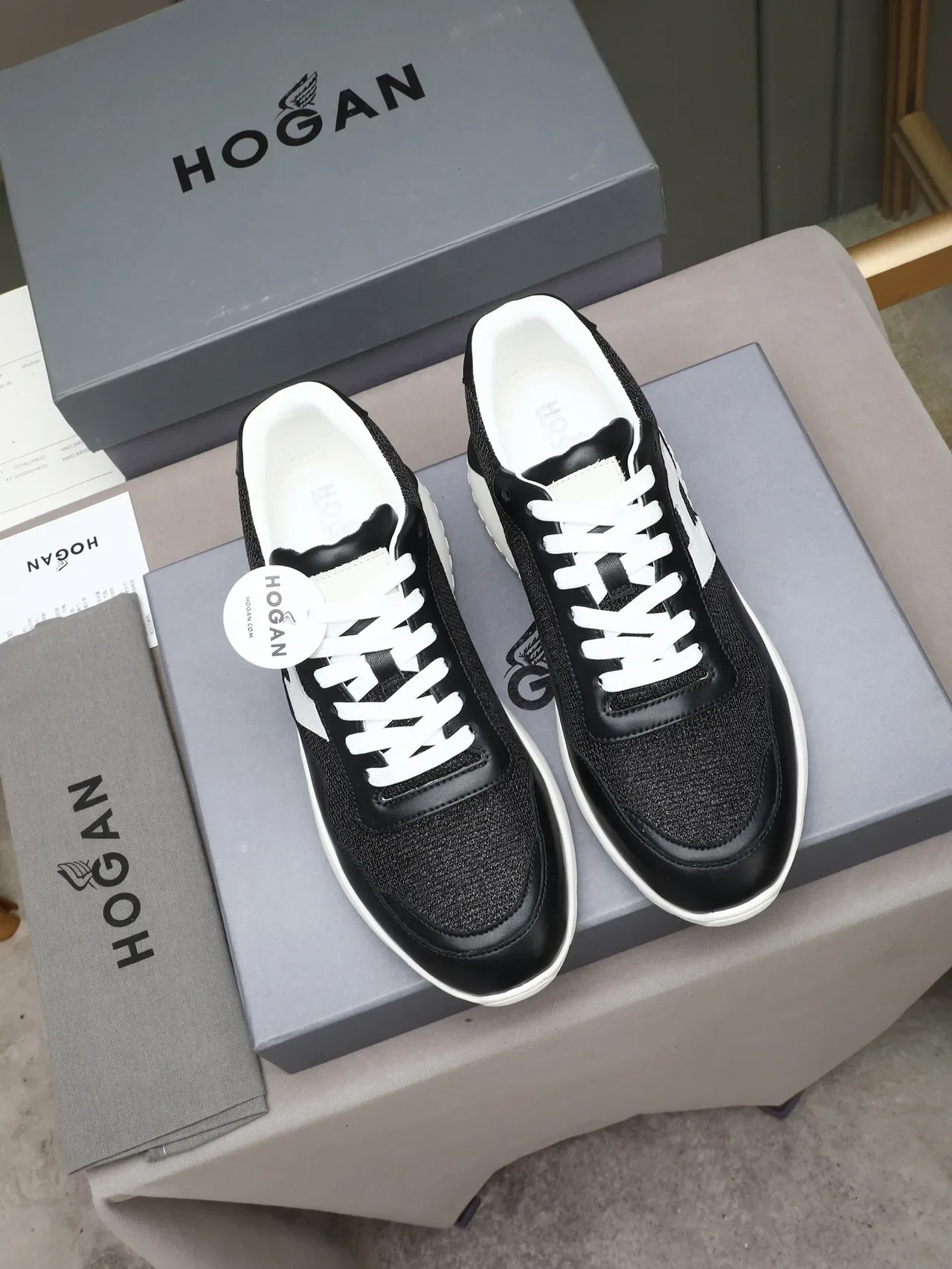 Hogan H-Series Black and White Logo-Accented Lifestyle Sneakers 2
