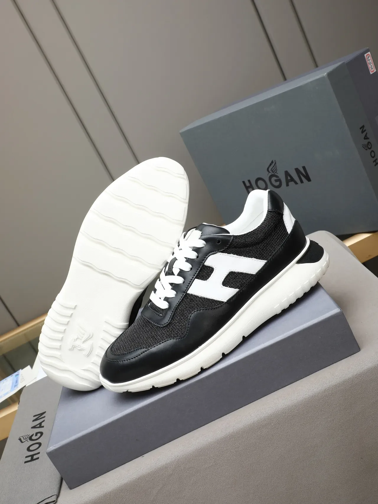 Hogan H-Series Black and White Logo-Accented Lifestyle Sneakers 4