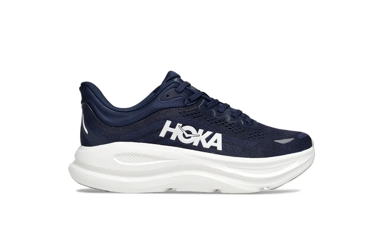 Hoka Clifton Navy White Engineered Mesh Upper Thick Sculpted Midsole Running Shoes 2
