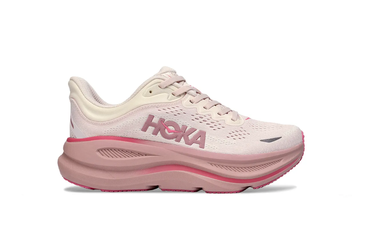 Hoka Clifton Blanc Rose Tige En Maille Ingénierisée Semelle Épaisse Amortie Chaussures De Course 2