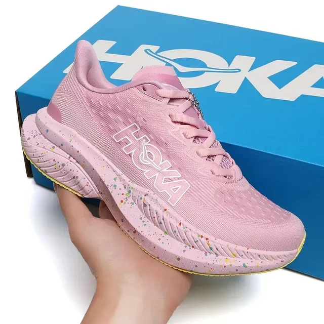Hoka Mach 6 Pink Speckled Running Shoes 8