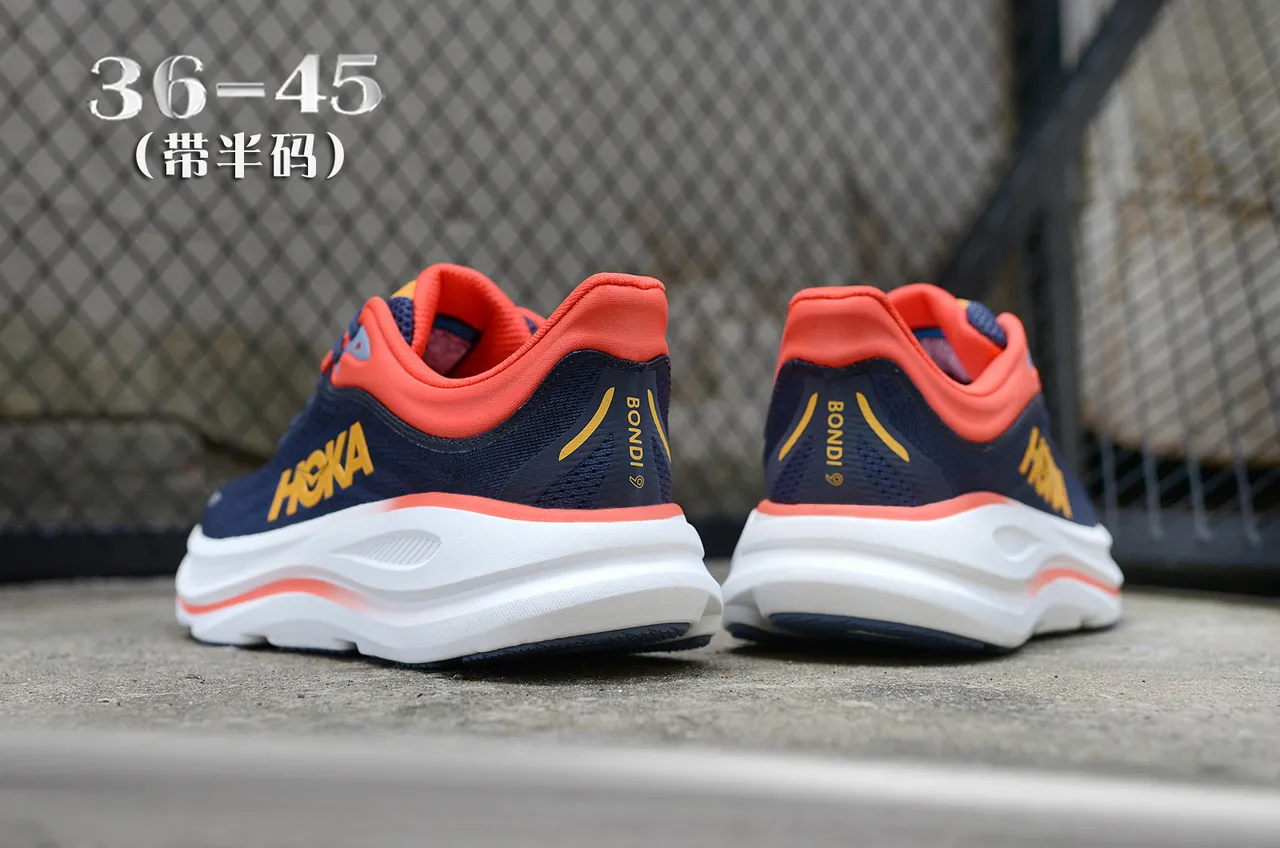 Hoka Navy Orange zapatillas de running upper de knit ingenieril media suela gruesa acolchonada 6