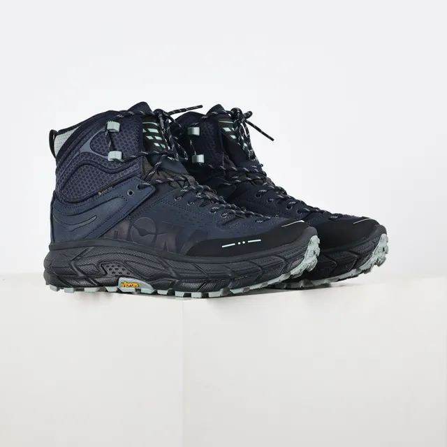 Hoka Speedgoat Botas de trekking de bico alto azul marinho e cinza 3