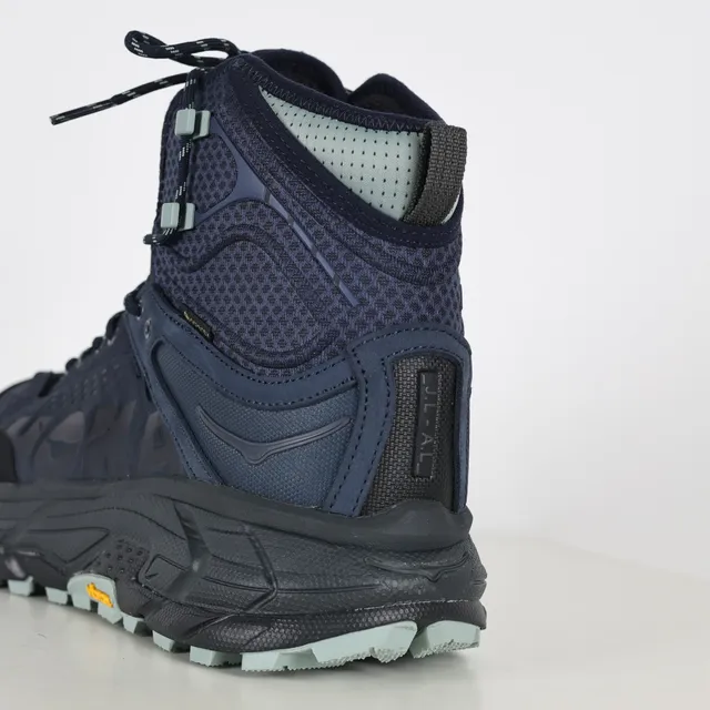 Hoka Speedgoat Botas de trekking de bico alto azul marinho e cinza 4