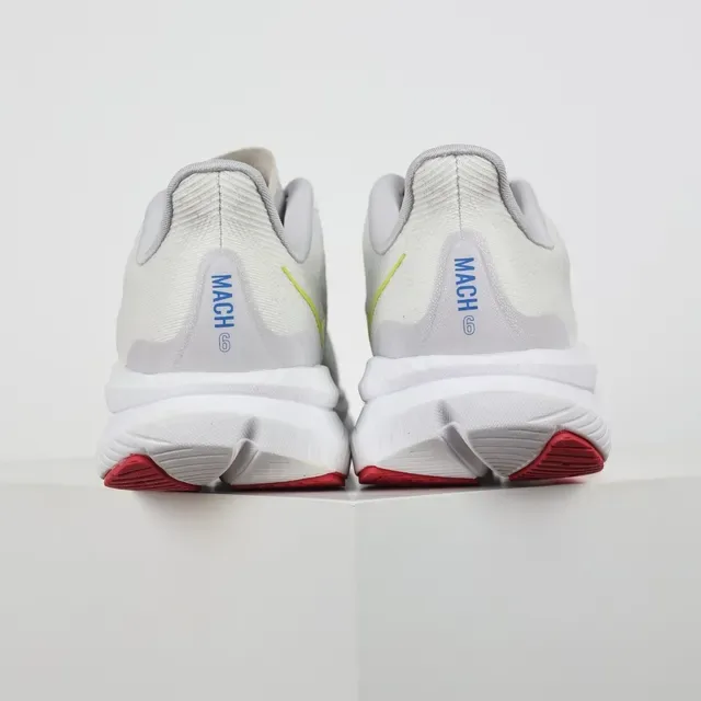 Hoka White Red Engineered Mesh Upper Rocker-Bottom Sole Running Shoes 8