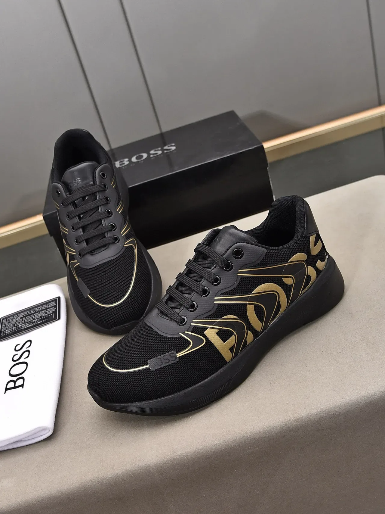 Hugo Boss Black and Gold Logo Lifestyle Sneakers 2