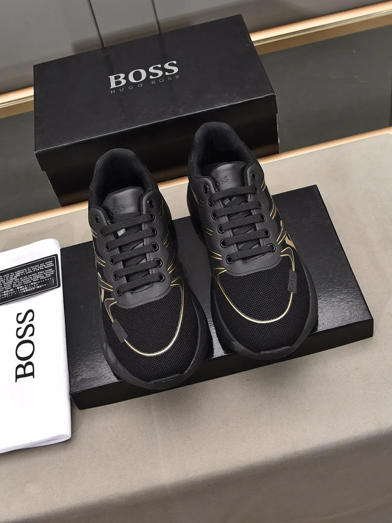 Hugo Boss Black and Gold Logo Lifestyle Sneakers 3