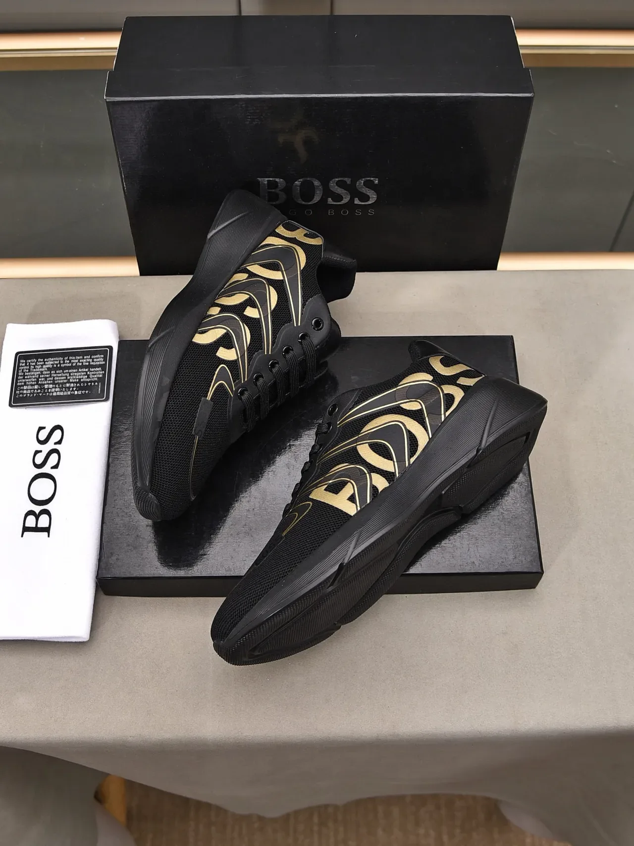 Hugo Boss Black and Gold Logo Lifestyle Sneakers 4
