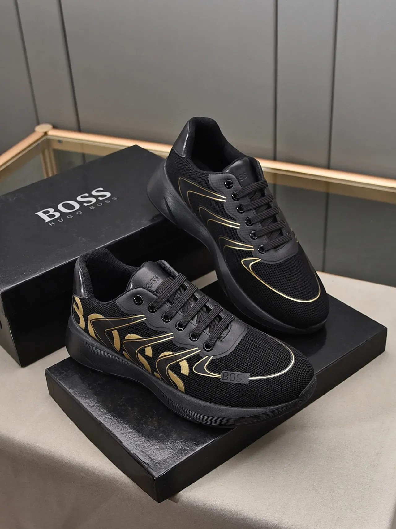 Hugo Boss Black and Gold Logo Lifestyle Sneakers 6