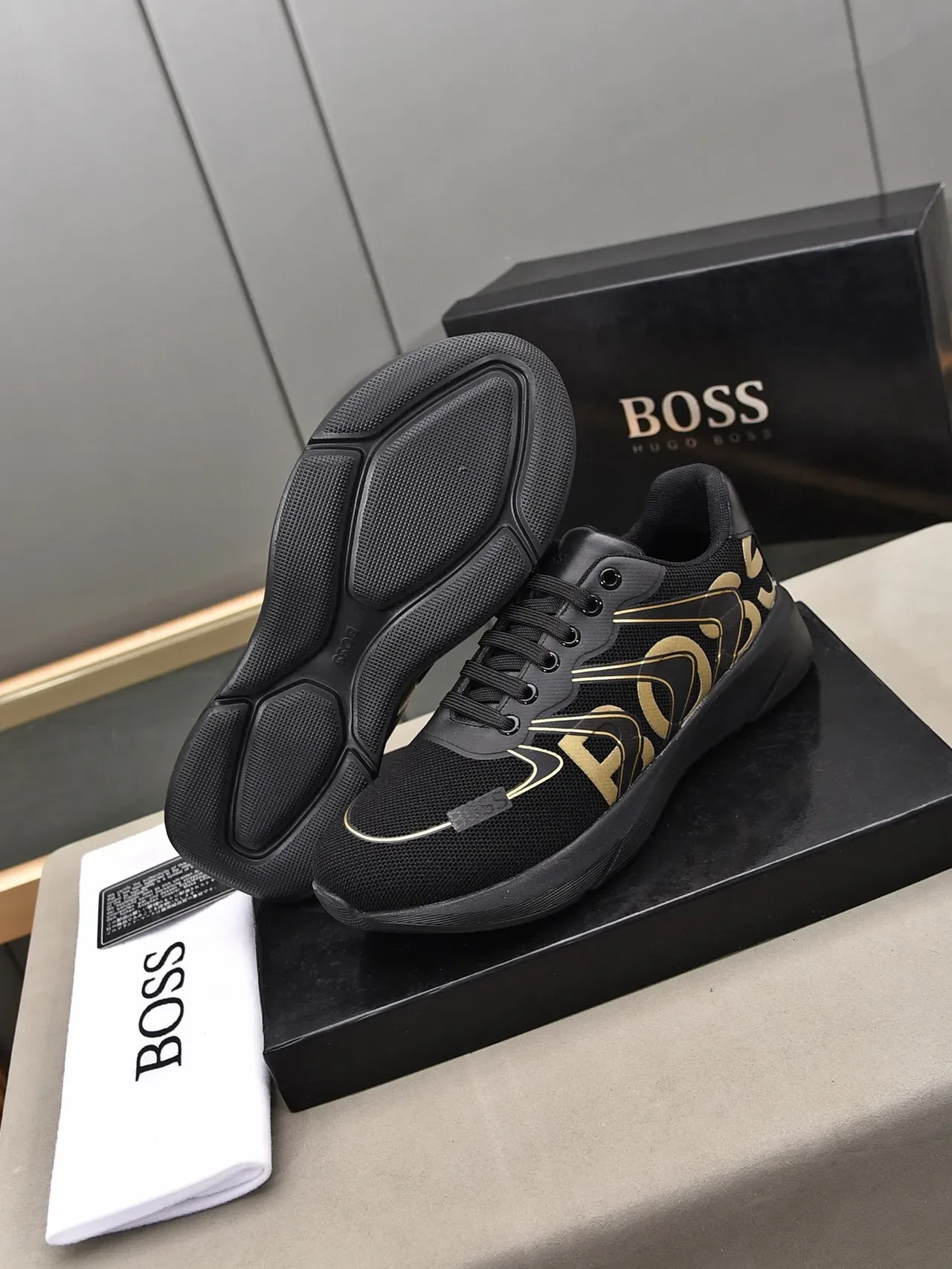 Hugo Boss Black and Gold Logo Lifestyle Sneakers 7