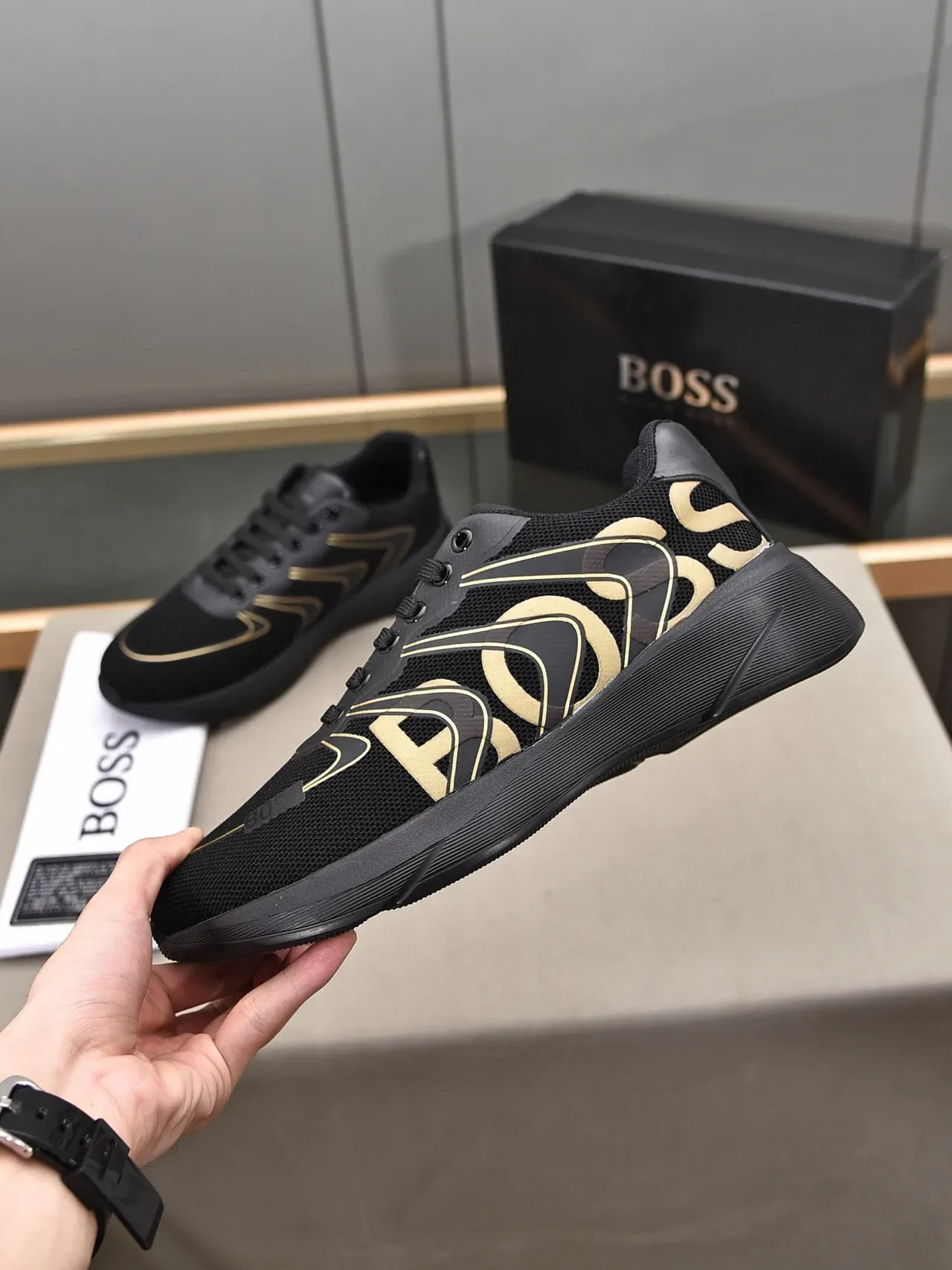 Hugo Boss Black and Gold Logo Lifestyle Sneakers 8
