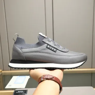 Hugo Boss Gray Pebbled Leather Slip-On Lifestyle Sneakers