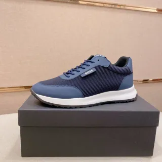 Hugo Boss Navy Blue Ribbed Textile Lifestyle Sneakers