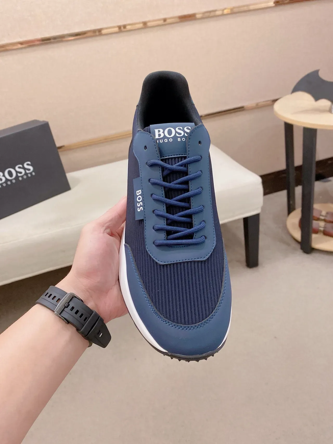 Hugo Boss Tênis Lifestyle de Tecido Texturizado Azul Marinho 2