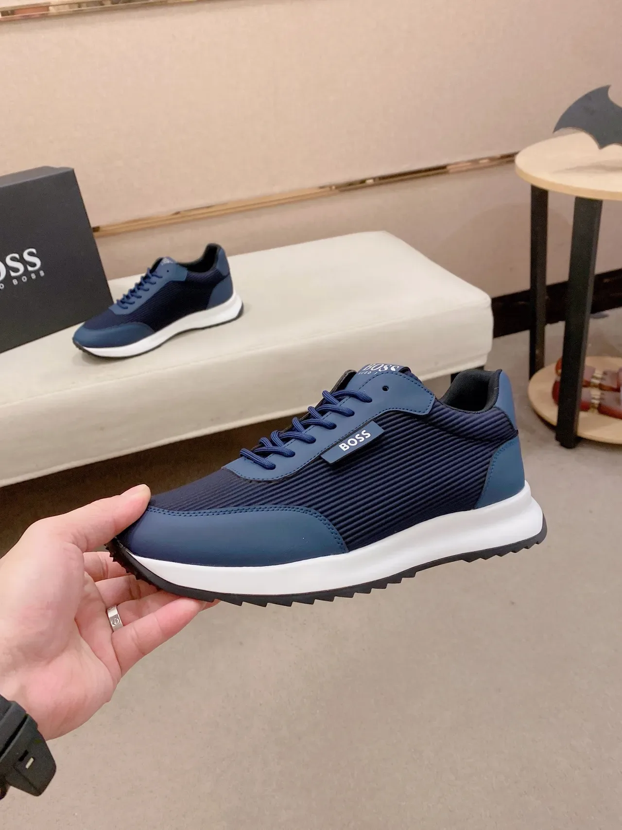 Hugo Boss Tênis Lifestyle de Tecido Texturizado Azul Marinho 3