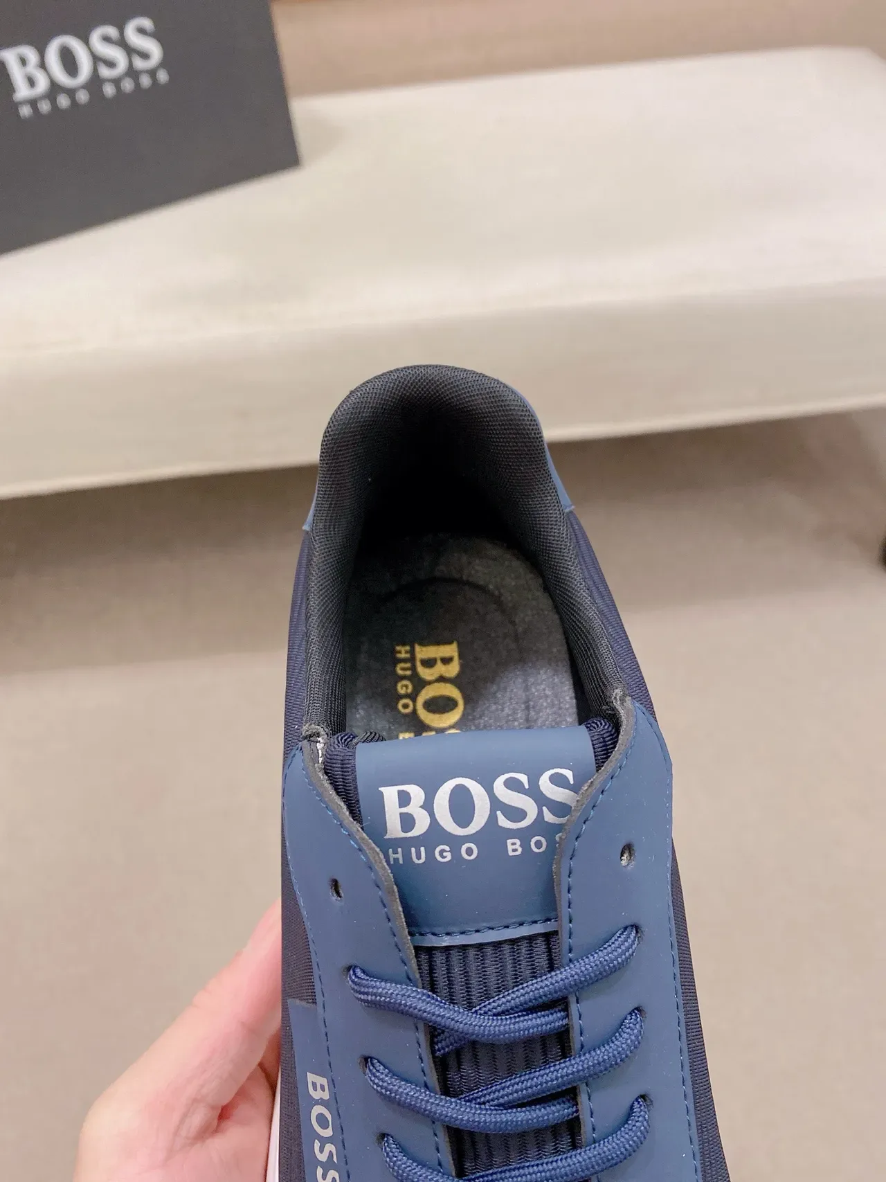 Hugo Boss Tênis Lifestyle de Tecido Texturizado Azul Marinho 6