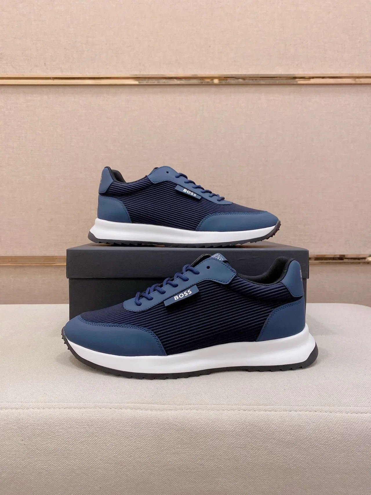 Hugo Boss Tênis Lifestyle de Tecido Texturizado Azul Marinho 7