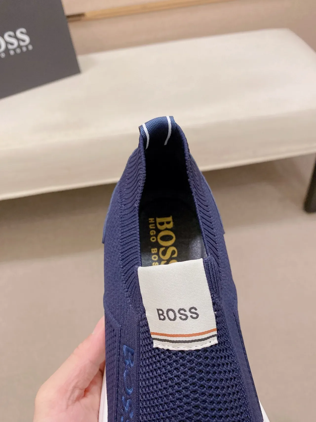 Hugo Boss Sneakers Navy tricotées slip-on lifestyle 4