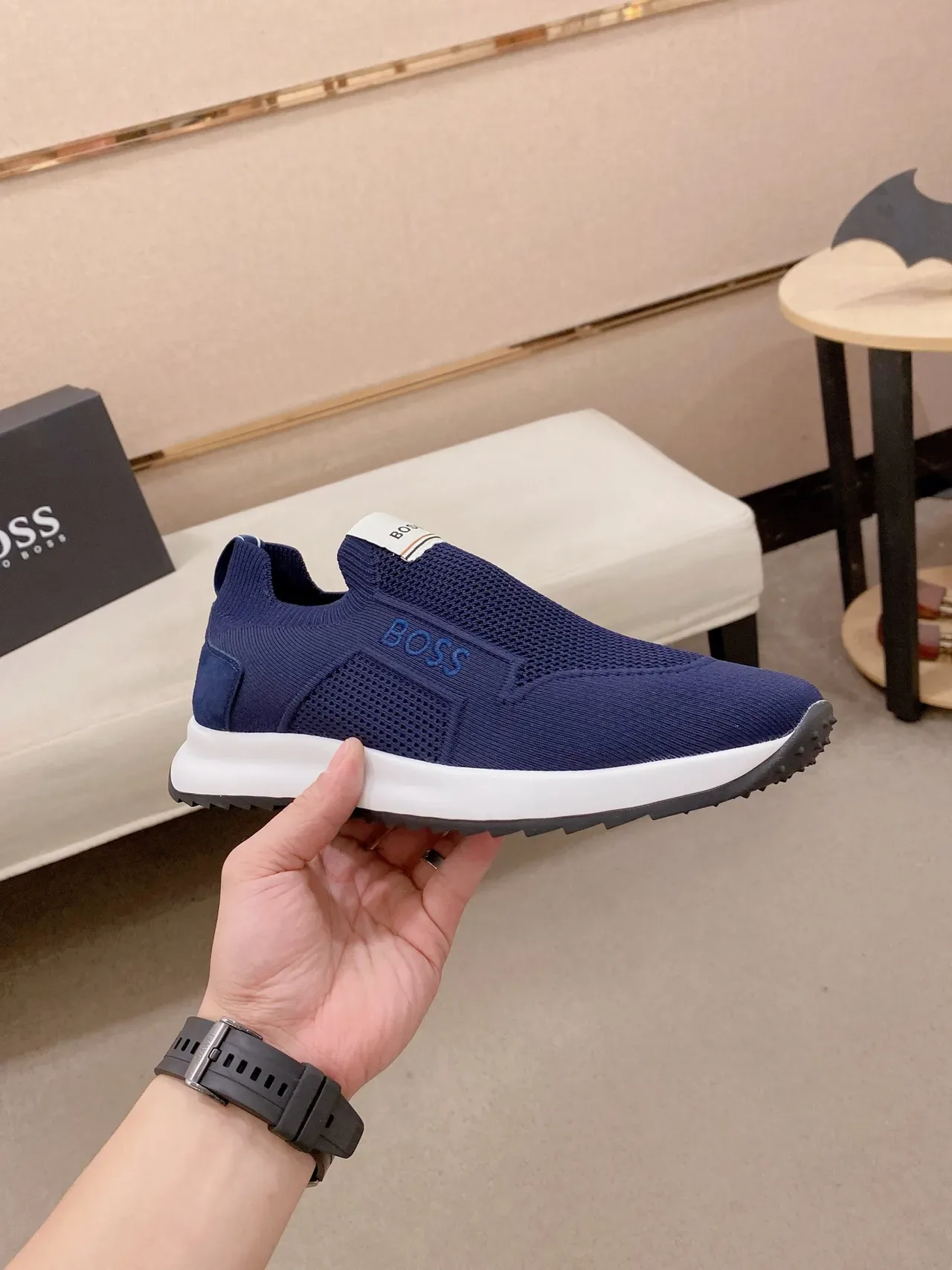 Hugo Boss Sneakers Navy tricotées slip-on lifestyle 5