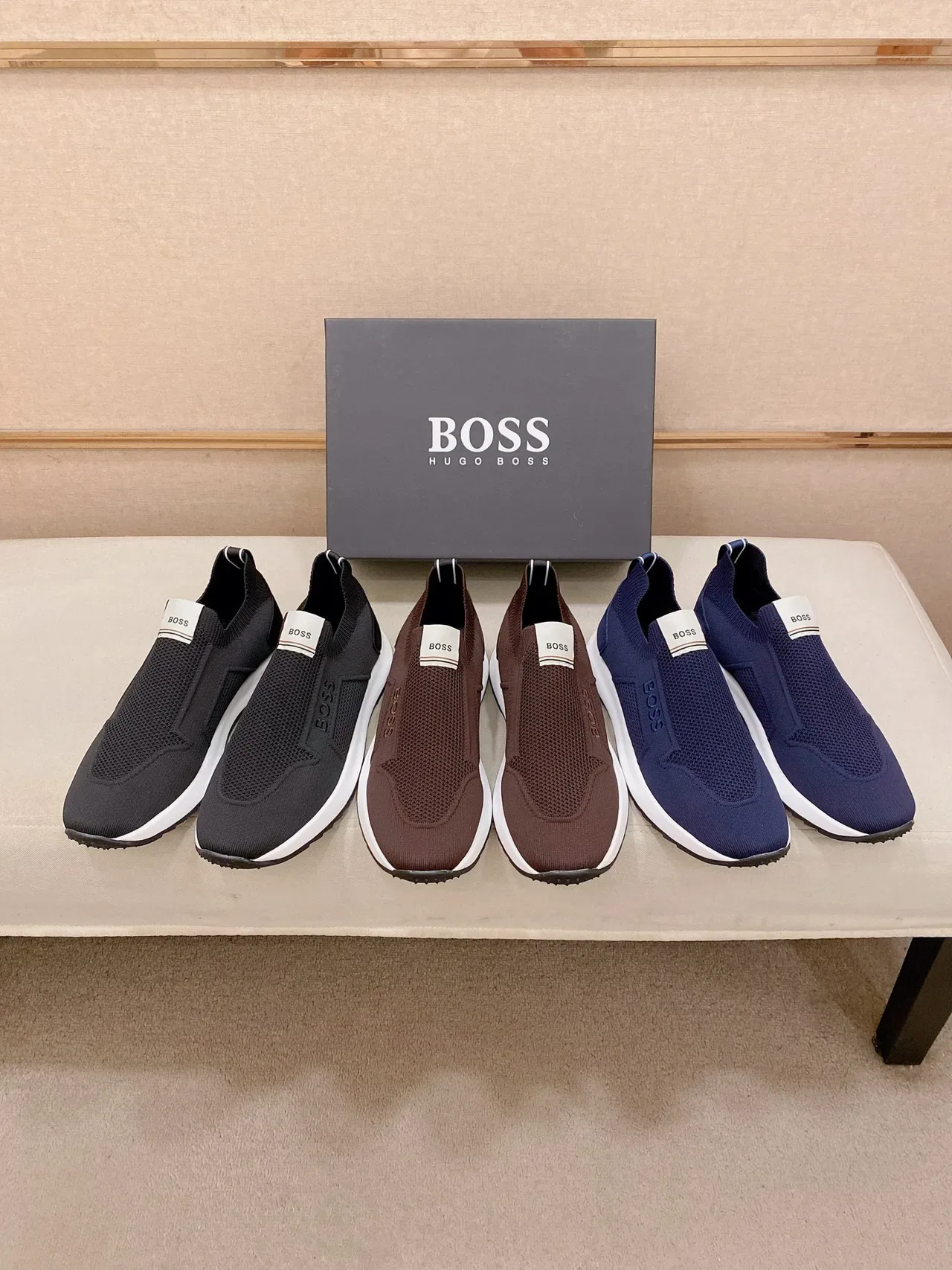 Hugo Boss Sneakers Navy tricotées slip-on lifestyle 6