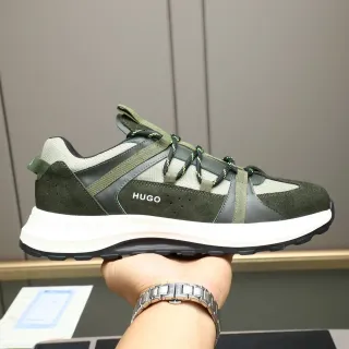 Hugo Boss Olive and Gray Strapped Lifestyle Sneakers