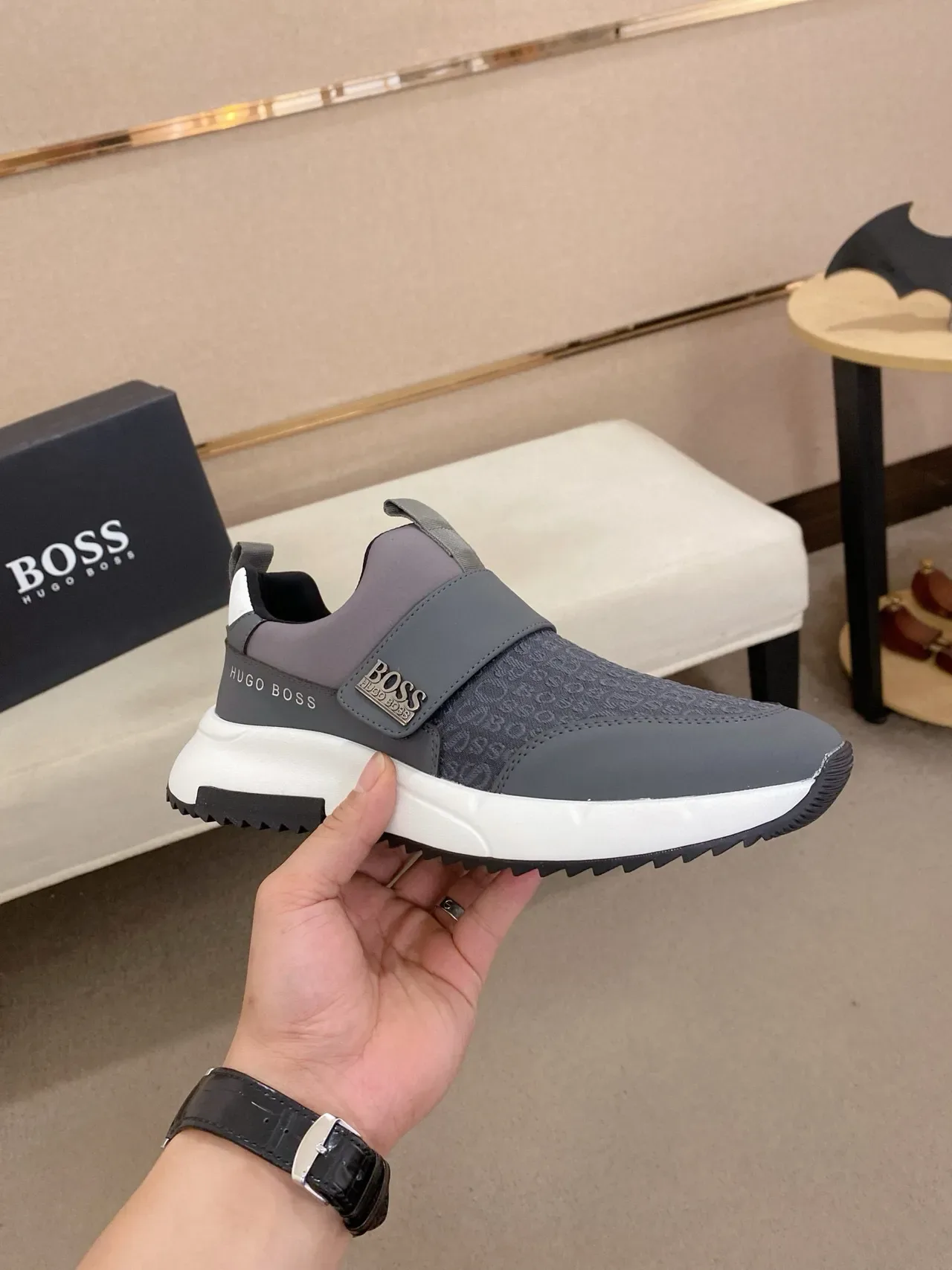 Hugo Boss Slip-On Monogrammée Grise Lifestyle Sneaker 4