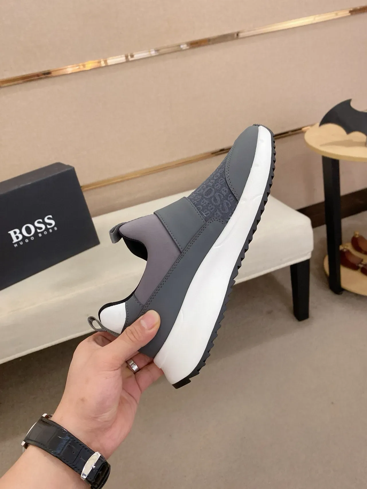Hugo Boss Slip-On Monogrammée Grise Lifestyle Sneaker 5
