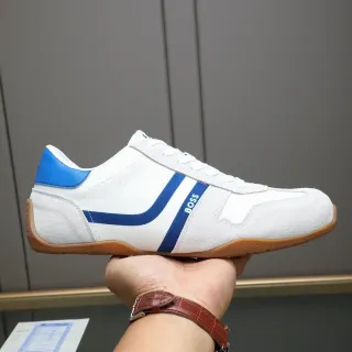 Hugo Boss White Blue Suede And Leather Upper Racing Stripe Lifestyle Sneakers
