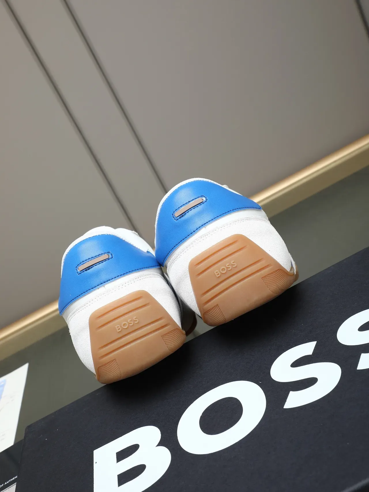 Hugo Boss White Blue Suede And Leather Upper Racing Stripe Lifestyle Sneakers 3
